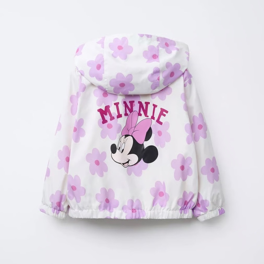 Zara Disney Lightweight Water Repellent Floral Mini Mouse Jacket